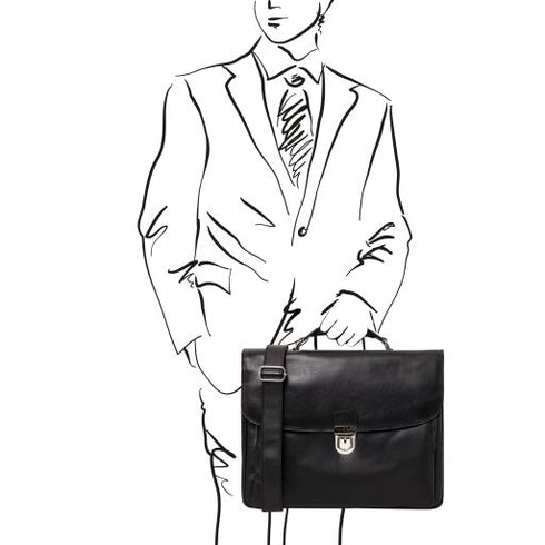 Alessandria - Leather multi compartment TL SMART laptop briefcase